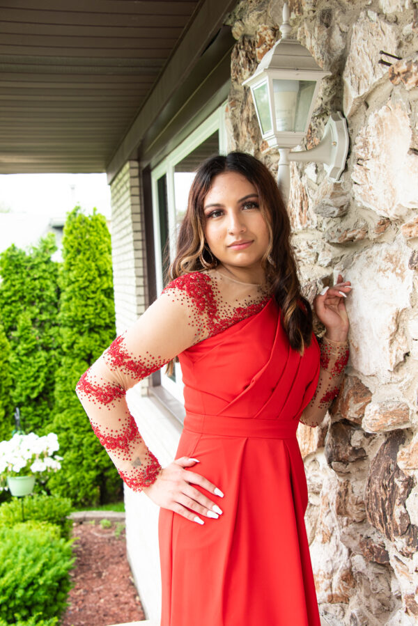 Red Couture Dress - Image 6