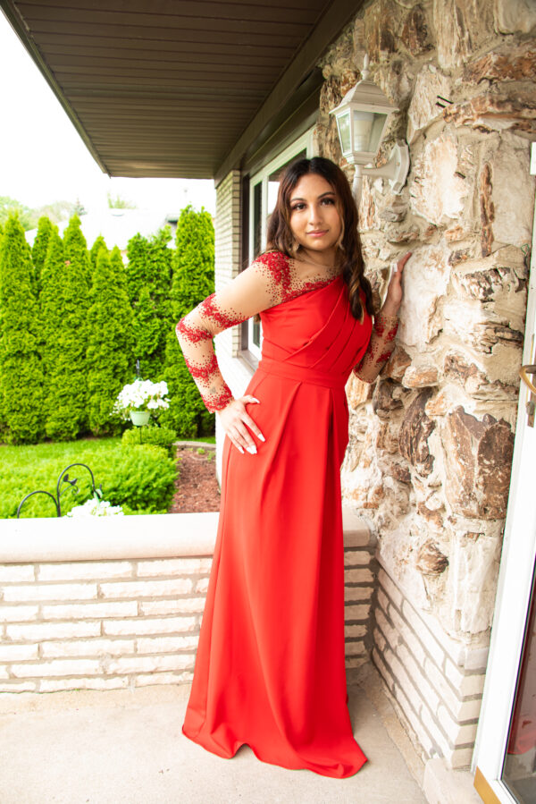 Red Couture Dress - Image 5