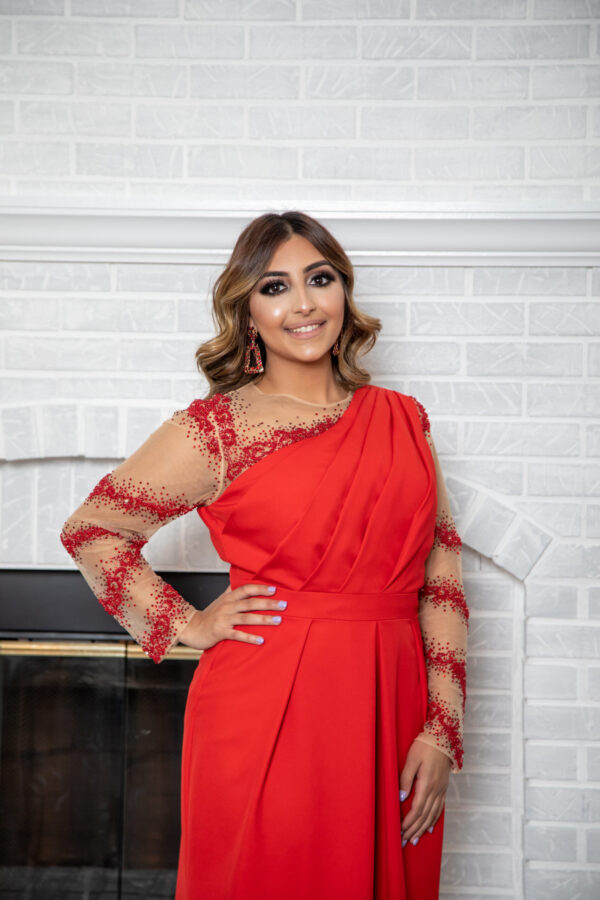 Red Couture Dress - Image 9