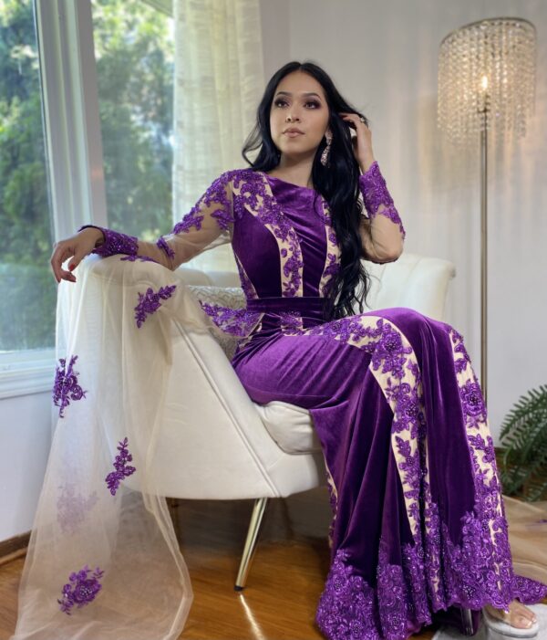 Couture Purple Velvet Dress