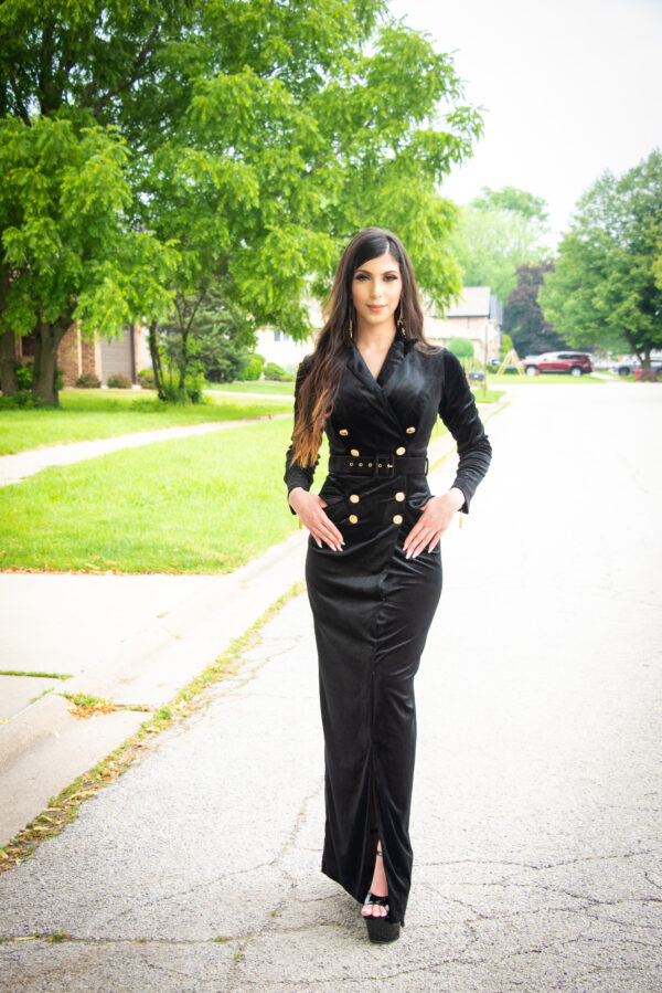 Black Velvet Suit Dress