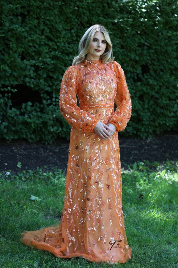 A-Line Pumpkin Embellished Dress