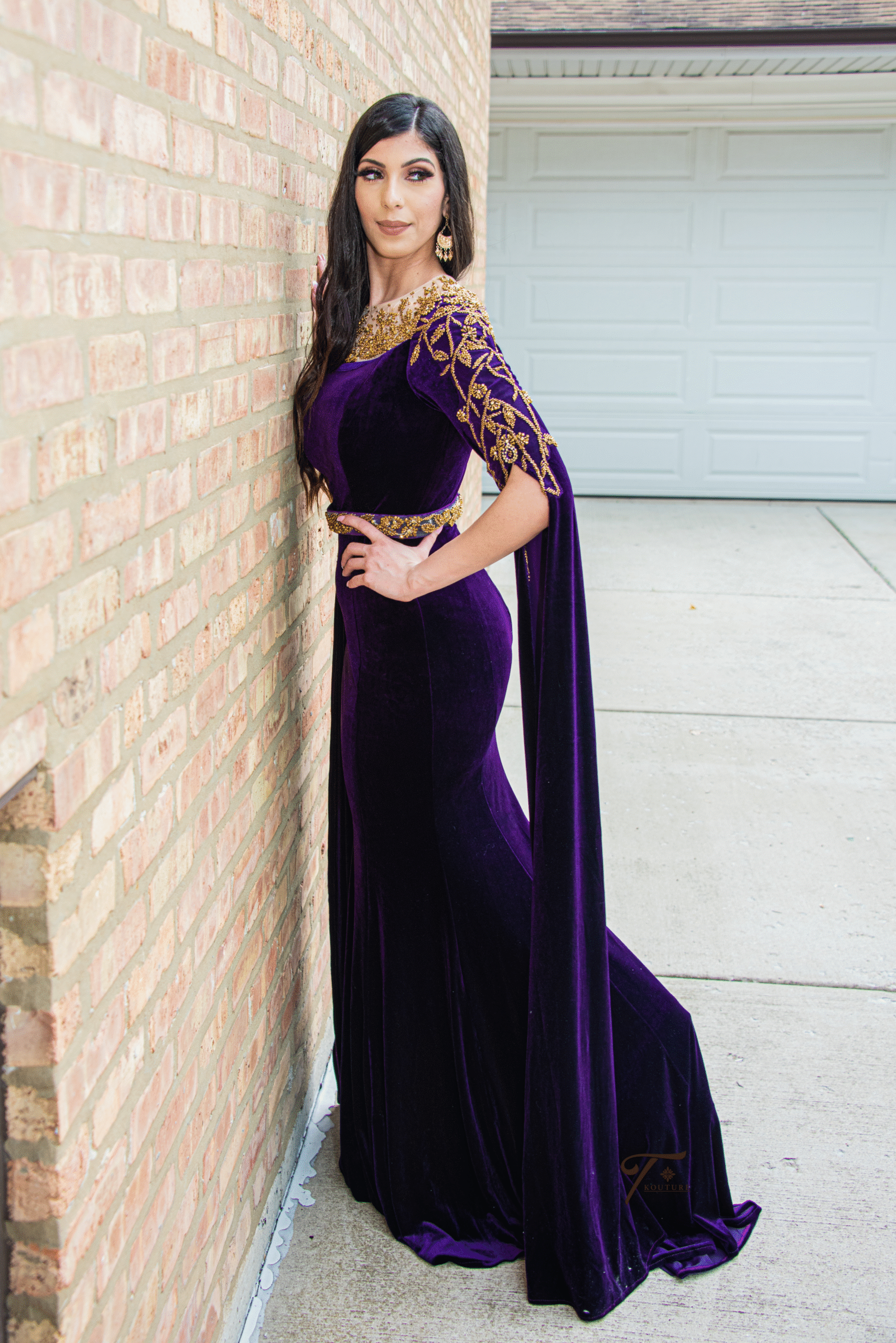 Plum Velvet Couture Gown - Image 5