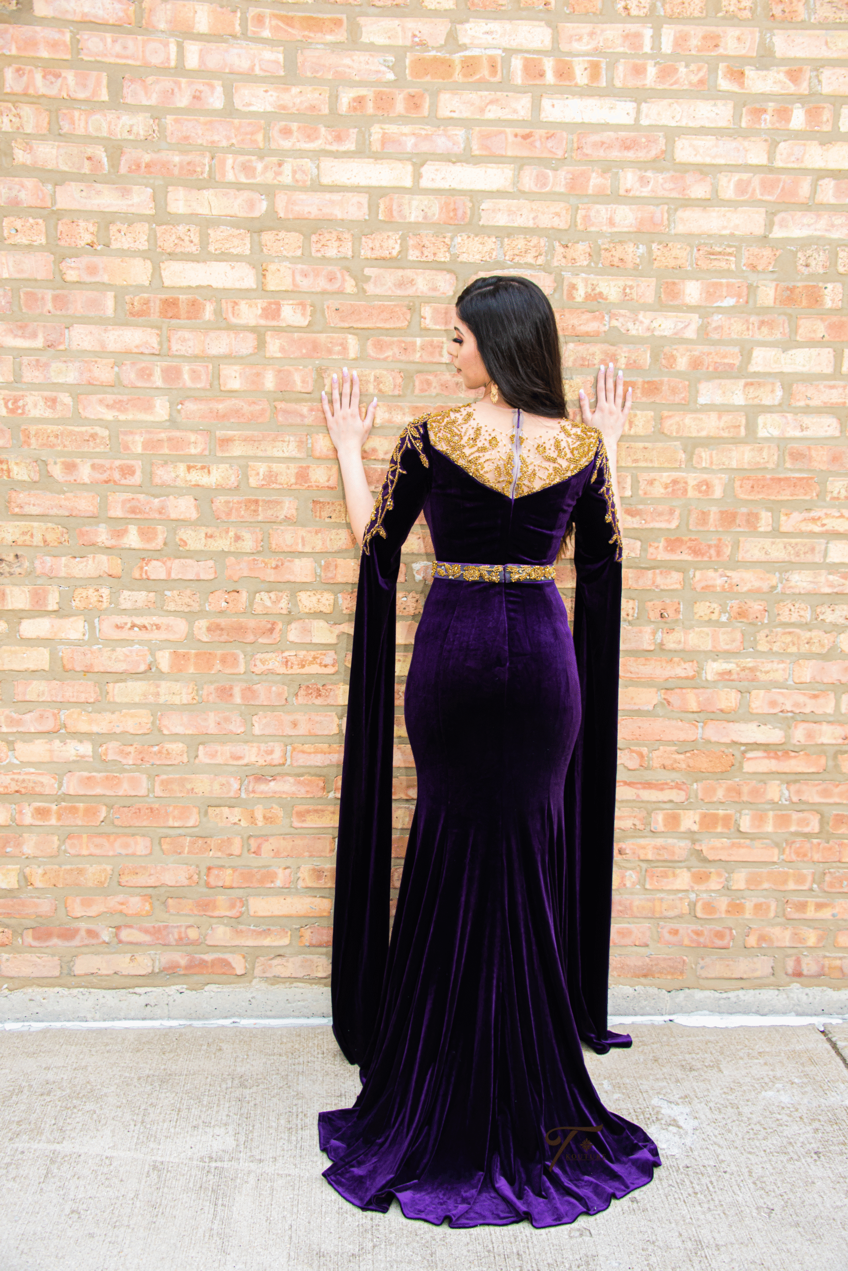 Plum Velvet Couture Gown - Image 3