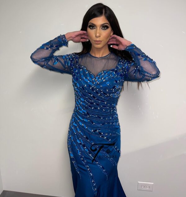 TEAL MIRROR COUTURE DRESS - Image 2