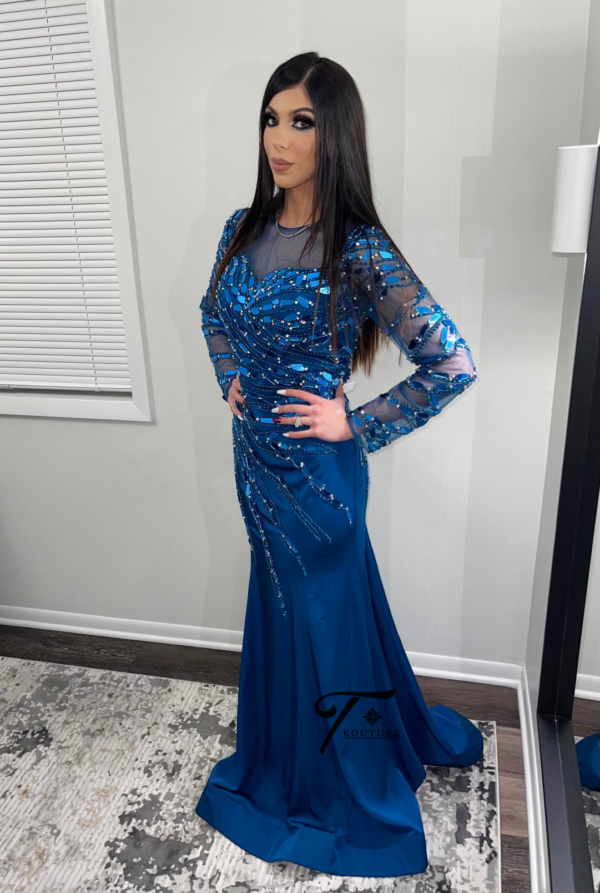 TEAL MIRROR COUTURE DRESS - Image 6